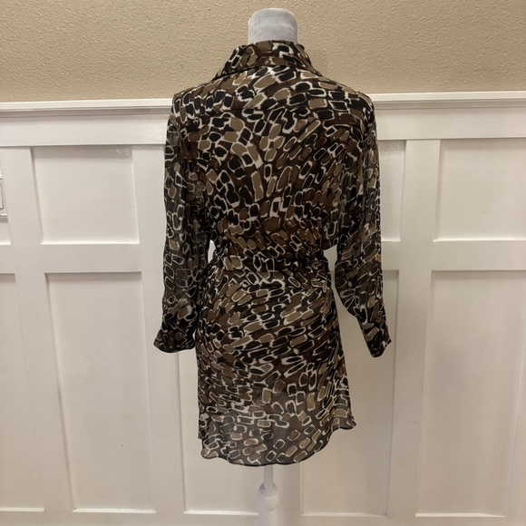 Chico’s 100% Silk Shirt Dress Size:1 (M) 3/4 Sleeves Belt Animal Print - Picture 5 of 11